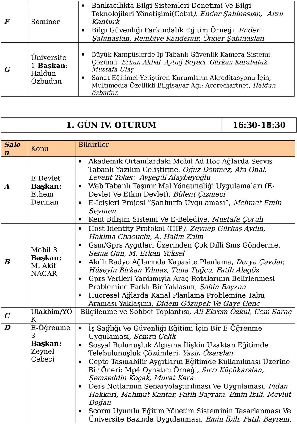 kreditasyonu İçin, Multımedıa Özellikli ilgisayar ğı: ccredıartnet, Haldun özbudun 1. GÜN IV. OTURUM 16:30-18:30 Salo n C Konu -evlet them erman Mobil 3 M.