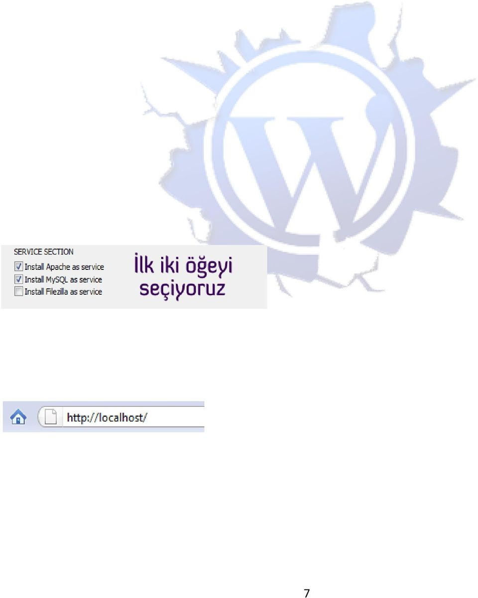 X A M P P S e r v e r ı n K u r u l m a s ı B i l g i s a y a r ı m ı z a ( Y e r e l S u n u c u y a ) W o r d P r e s s i k u r a b i l m e k i ç i n, ö n c e l i k l e b i s u n u c u ( l o c a l