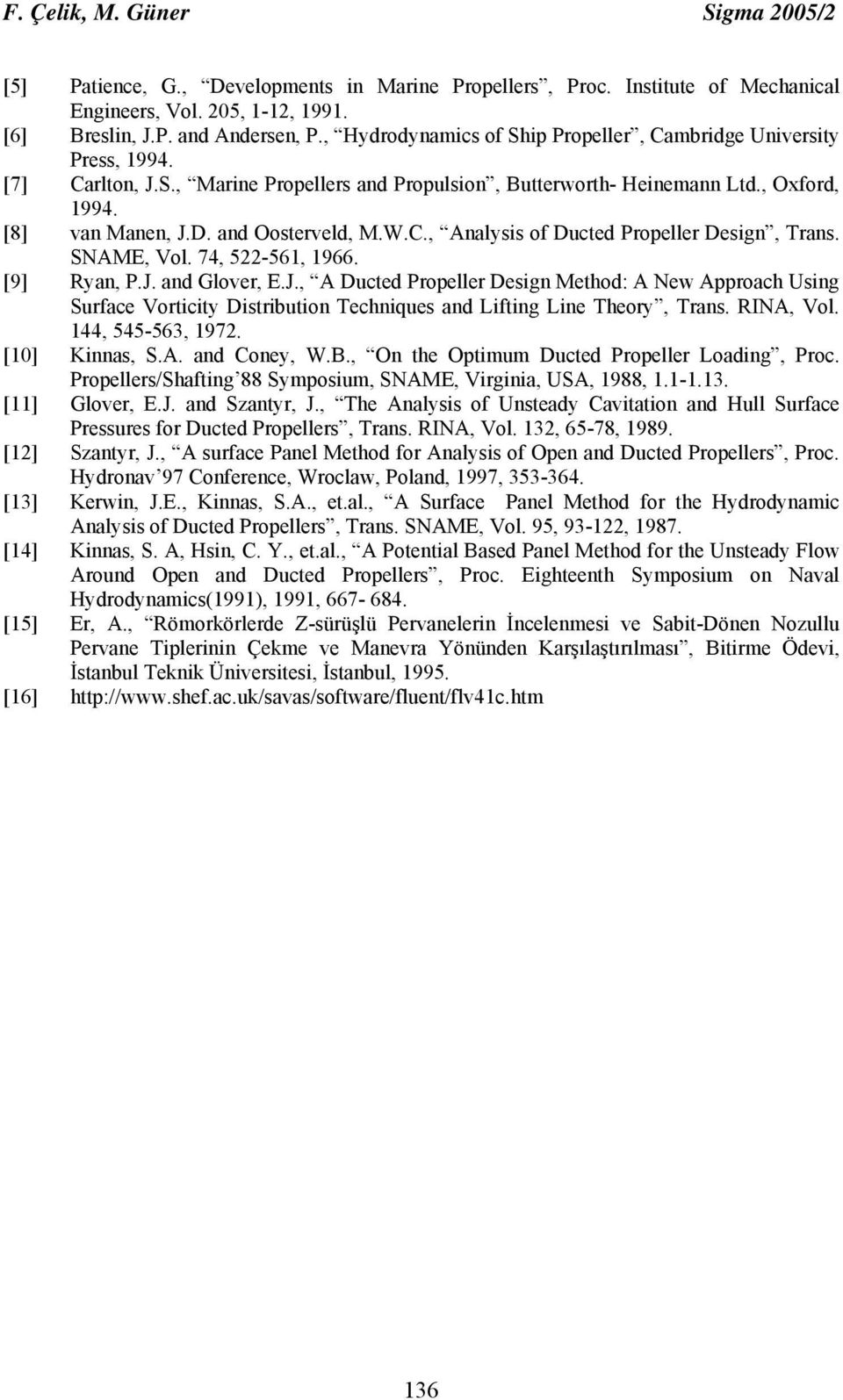 and Oosterveld, M.W.C., Analysis of Ducted Propeller Design, Trans. SNAME, Vol. 74, 522-561, 1966. [9] Ryan, P.J.