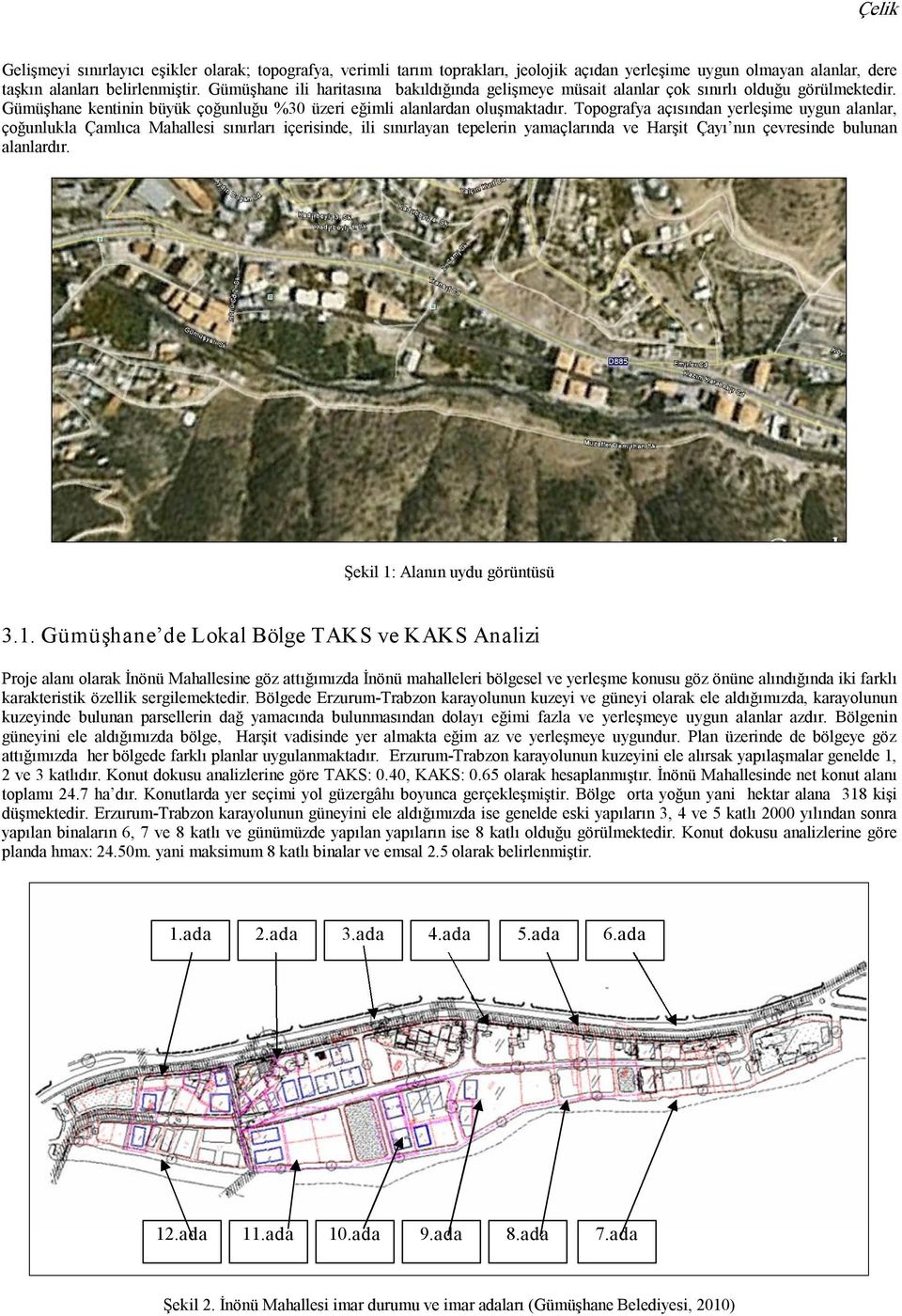 Topografya açısından yerleşime uygun alanlar, çoğunlukla Çamlıca Mahallesi sınırları içerisinde, ili sınırlayan tepelerin yamaçlarında ve Harşit Çayı nın çevresinde bulunan alanlardır.