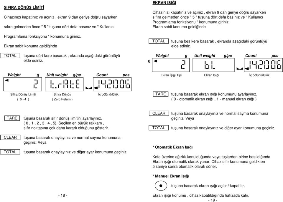 Ekran sabit konuma geldiğinde Programlama fonksiyonu " konumuna giriniz. Ekran sabit konuma geldiğinde tuşuna beş kere basarak, ekranda aşağıdaki görüntüyü elde ediniz.