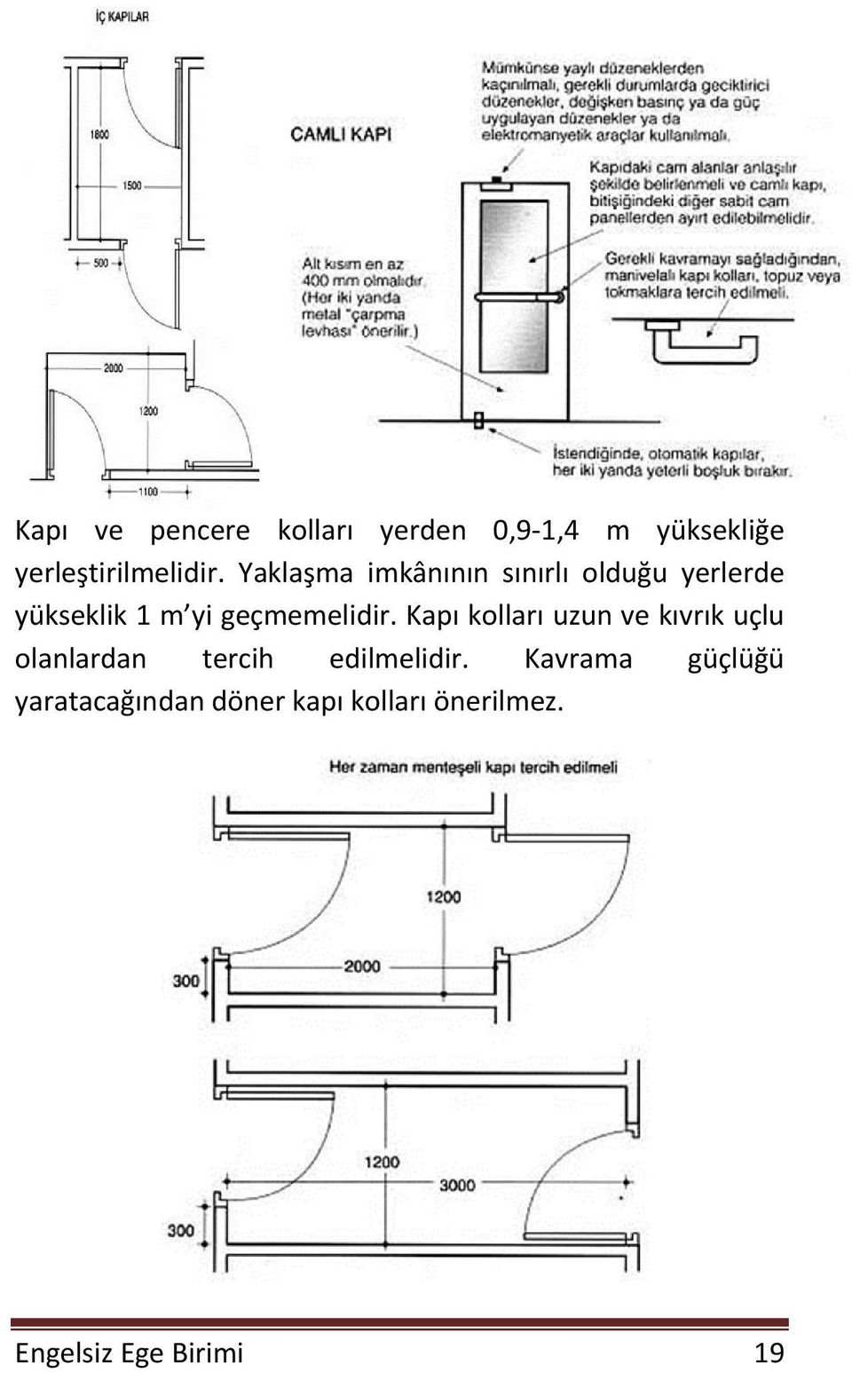 Kapı kolları uzun ve kıvrık uçlu olanlardan tercih edilmelidir.