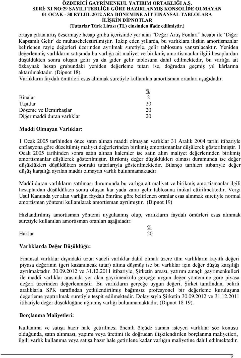 Yeniden değerlenmiş varlıkların satışında bu varlığa ait maliyet ve birikmiş amortismanlar ilgili hesaplardan düşüldükten sonra oluşan gelir ya da gider gelir tablosuna dahil edilmektedir, bu varlığa