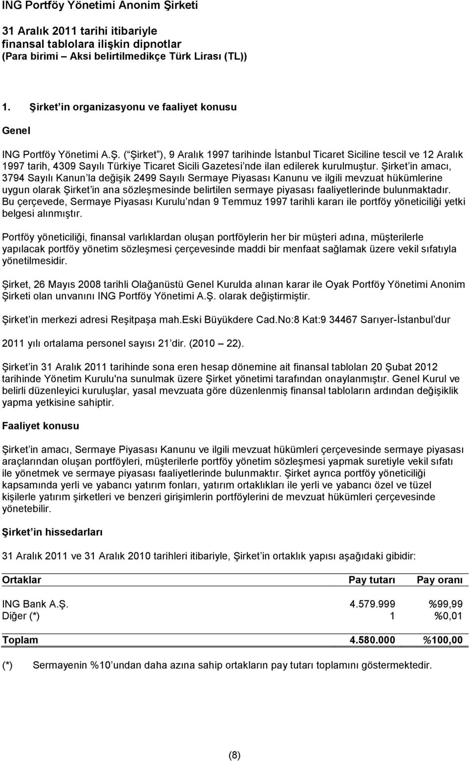 ( Şirket ), 9 Aralık 1997 tarihinde İstanbul Ticaret Siciline tescil ve 12 Aralık 1997 tarih, 4309 Sayılı Türkiye Ticaret Sicili Gazetesi nde ilan edilerek kurulmuştur.