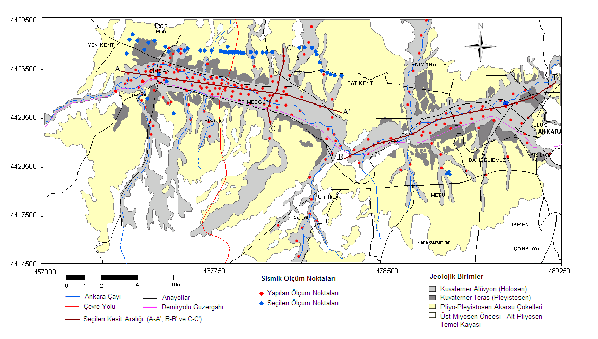 336 GU J Sci, Part C, 4(4):331-341 (2016)/ Mustafa Kerem KOÇKAR çevrelerinde yer alan ve nispeten daha sıkı olan Vs(30) değerleri ortaya koyan Kuvaterner çökeller ile karşılaştırıldığında özellikle