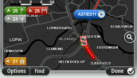 Harita, alandaki trafik olaylarını gösterir. 4. Daha fazla bilgi edinmek için trafik olayına dokunun. Seçtiğiniz olay hakkında size ayrıntılı bilgi veren bir ekran görüntülenir.