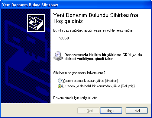 74 MDS-P2 PIC Mikrodenetleyici Eğitim Seti Kullanma Kılavuzu L Şimdiye kadar yaptığınız işlemlerle USB haberleşmenin donanımsal kısmını tamamladınız.