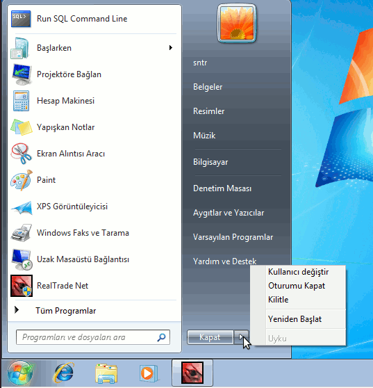 Windows Bilgisayarı kapatma seçenekleri Bilgisayarı kapatmak için kapat düğmesine, Kullanıcı değiştirme,