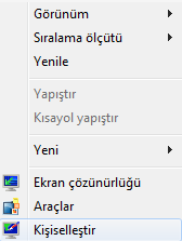 BİLGİSAYAR Windows KULLANMA İşletim Sisteminde Masaüstü Tema Ayarları Bunun için masaüstünde boş