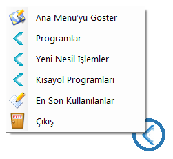 YNS Asistan Uygulamalara kolay erişim olması açısından ekranın sağ alt köşesinde windows ta her pencerenin üstünde kalan YNS Asistan konumlandırılır.