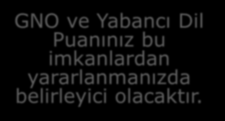 1. SINIFTAN SONRAKİ İMKANLAR Yan Dal Çift Ana Dal Yurtdışı Eğitim GNO ve