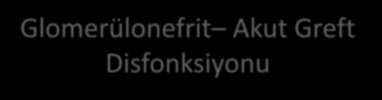 Glomerülonefrit Akut Greft Disfonksiyonu Primer GN tekrarı FSGS, MPGN, IgAN, MN Sekonder GN tekrarı SLE, HSV, HÜS/TTP Metabolik veya