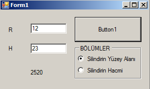 Örnek 3: Private Sub Button1_Click( ) Handles Button1.Click Dim isim, bolum, dersler As String isim = TextBox1.Text If RadioButton1.Checked = True Then bolum = " Makine " ElseIf RadioButton3.