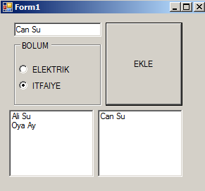 Private Sub Button1_Click() Dim C, B, A As String If RadioButton3.Checked = True Then C = " BAY " ElseIf RadioButton4.