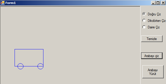 Örnek 10: Picturebox üzerinde bir manzara resmi olsun. Bu manzara resmini üzerinde ise bir taner araba resmi bulunsun.