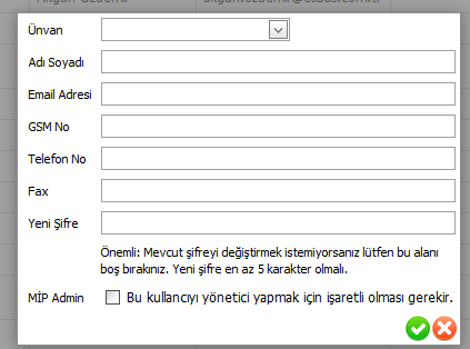 YETKİLİ İRTİBAT BİLGİLERİ / YENİ KİŞİ EKLE - (+) butonuna tıklayarak karşınıza çıkan ekranda yeni