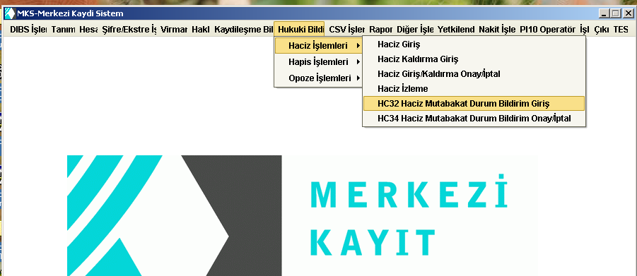 Mutabıkım bildiriminde bulunan üyenin bu bildirimini onaylamasının ardından, MKK kullanıcıları tarafından haciz işlemi tesis edilecektir.