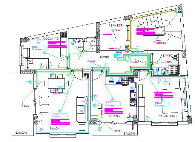 3.BİNANIN AYDINLATMA PROJESİ ÇİZİMİ VE SEMBOLLERİ 3.