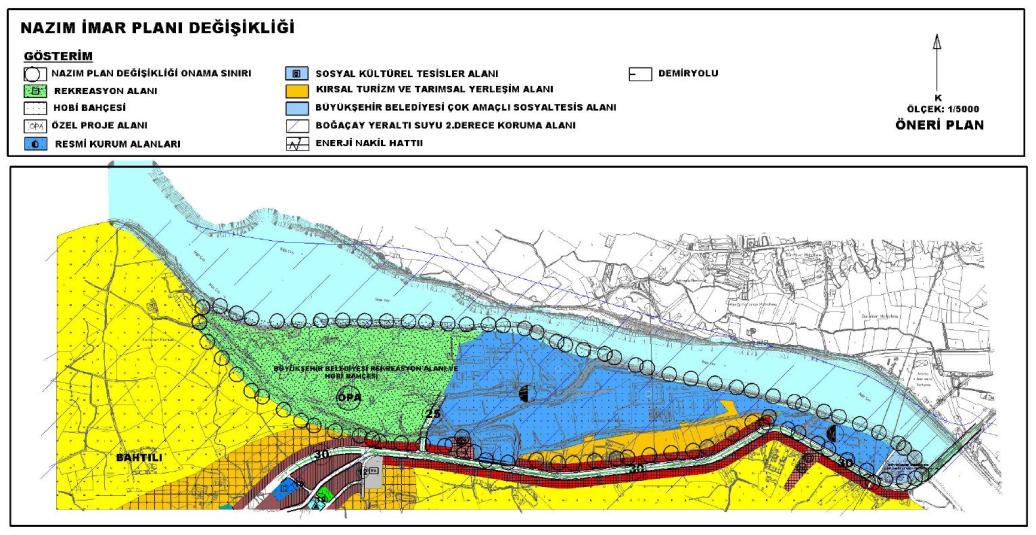 2012 tarihinde onaylanan 1/5000 ölçekli Nazım İmar Planı 1/5000 ölçekli meri Nazım İmar Planı nda alan, mülkiyet durumu da göz önüne alınarak Antalya Büyükşehir Belediyesi Çok Amaçlı Sosyal Tesis
