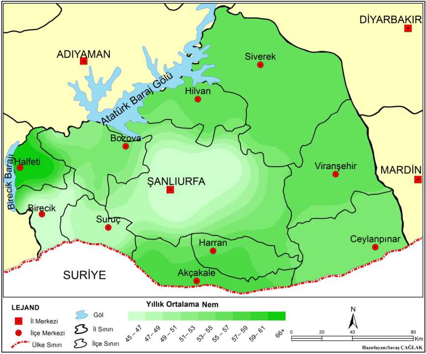 Şekil 10. Şanlıurfa İli Yıllık Ortalama Rüzgâr Frekans Gülü Kaynak: Şanlıurfa Meteoroloji Müdürlüğü 3.1.4.