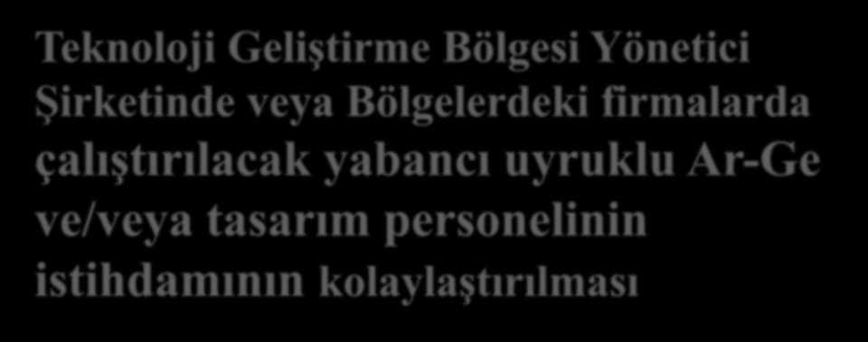 Teknoloji Geliştirme Bölgesi Yönetici Şirketinde veya Bölgelerdeki firmalarda