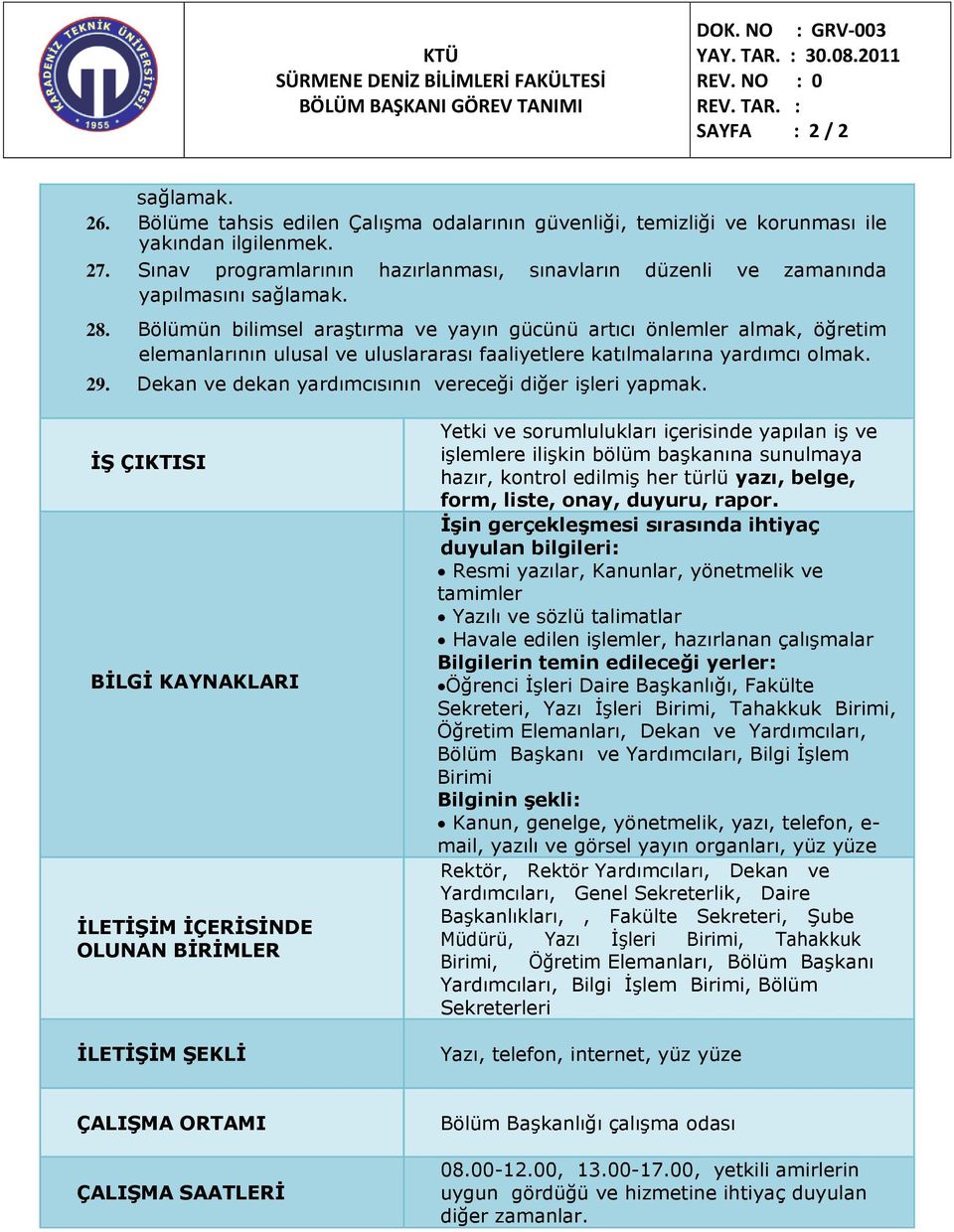 Bölümün bilimsel araştırma ve yayın gücünü artıcı önlemler almak, öğretim elemanlarının ulusal ve uluslararası faaliyetlere katılmalarına yardımcı olmak. 29.