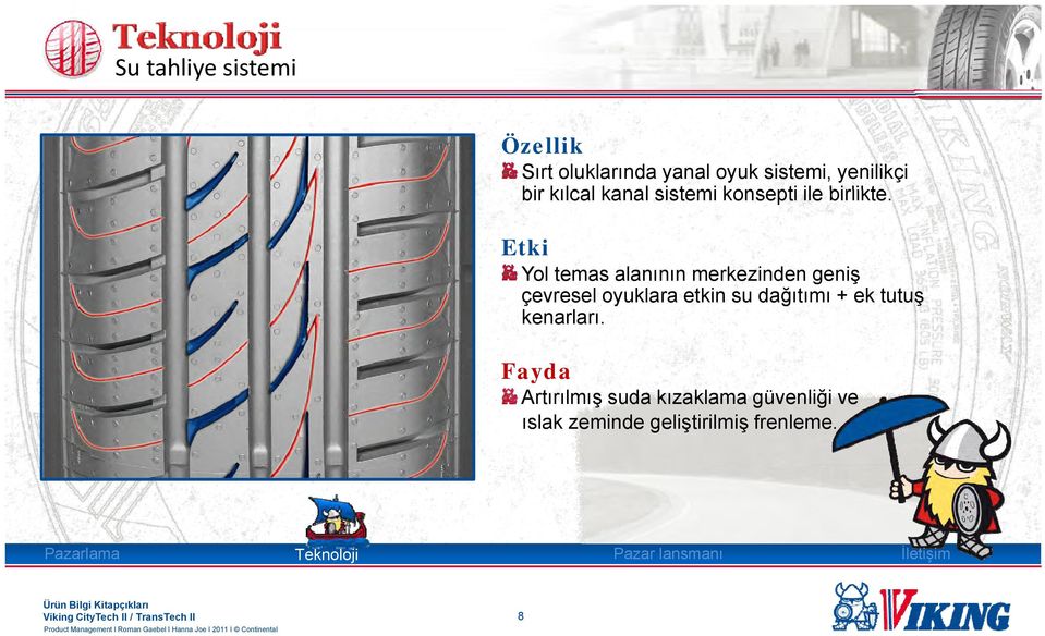 Etki g Yol temas alanının merkezinden geni çevresel oyuklara etkin su dağıtımı