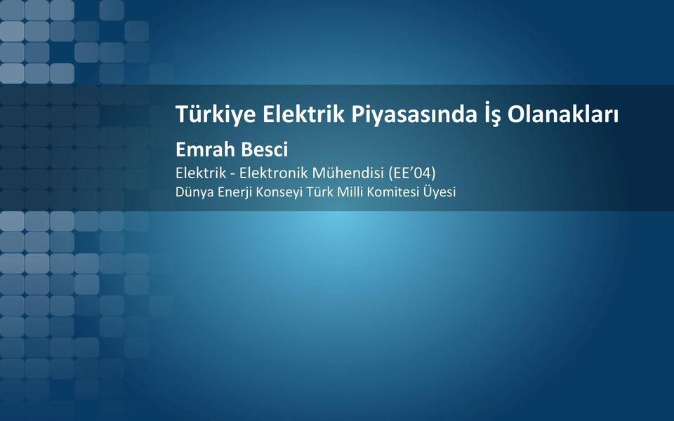 Mühendisi (EE 04) Dünya Enerji