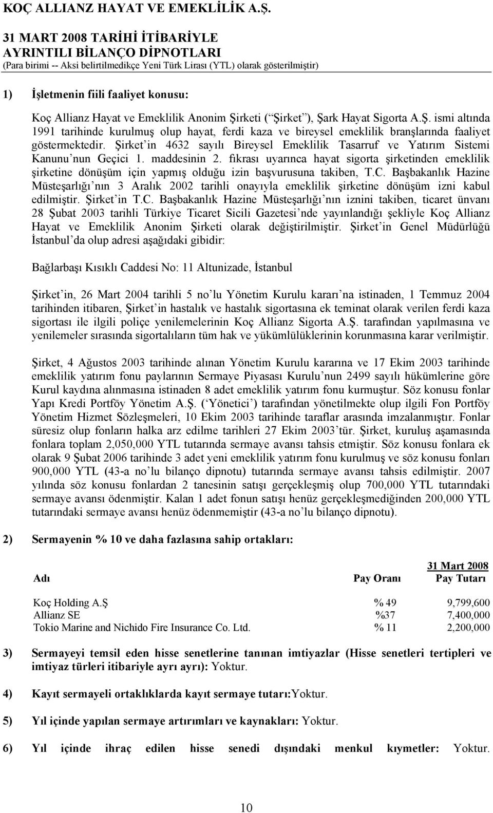 fıkrası uyarınca hayat sigorta şirketinden emeklilik şirketine dönüşüm için yapmış olduğu izin başvurusuna takiben, T.C.