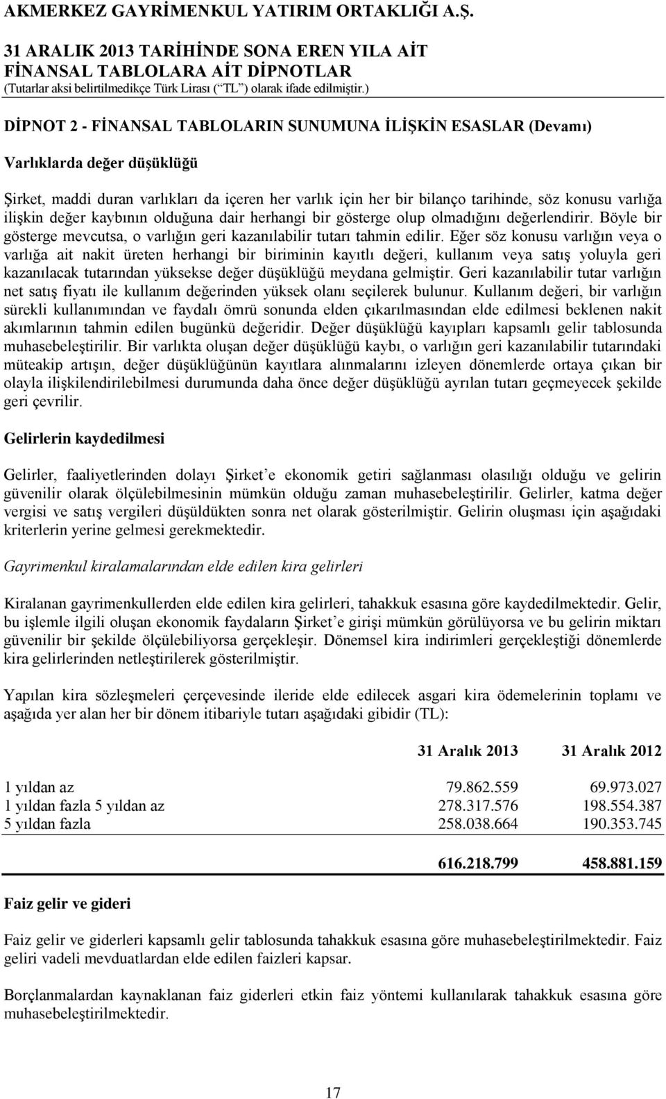 Eğer söz konusu varlığın veya o varlığa ait nakit üreten herhangi bir biriminin kayıtlı değeri, kullanım veya satış yoluyla geri kazanılacak tutarından yüksekse değer düşüklüğü meydana gelmiştir.