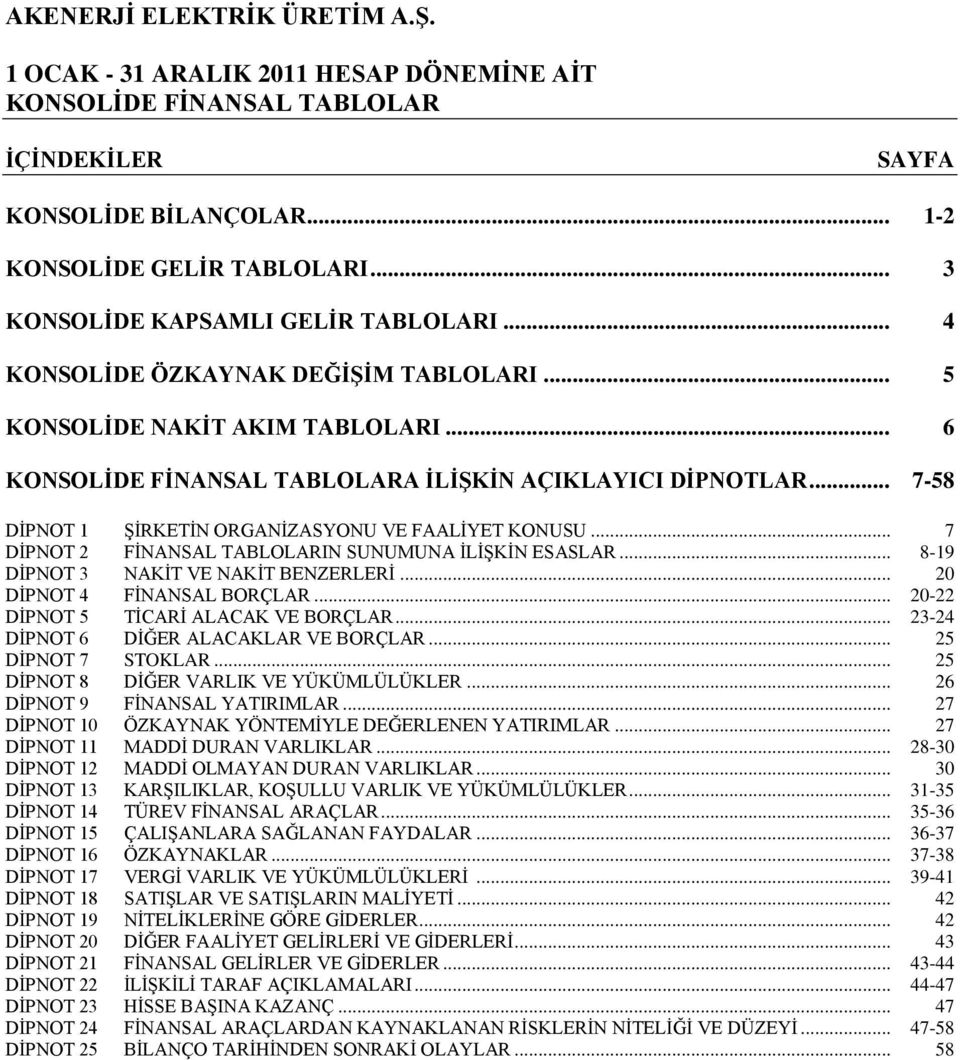 .. 7 DĠPNOT 2 FĠNANSAL TABLOLARIN SUNUMUNA ĠLĠġKĠN ESASLAR... 8-19 DĠPNOT 3 NAKĠT VE NAKĠT BENZERLERĠ... 20 DĠPNOT 4 FĠNANSAL BORÇLAR... 20-22 DĠPNOT 5 TĠCARĠ ALACAK VE BORÇLAR.