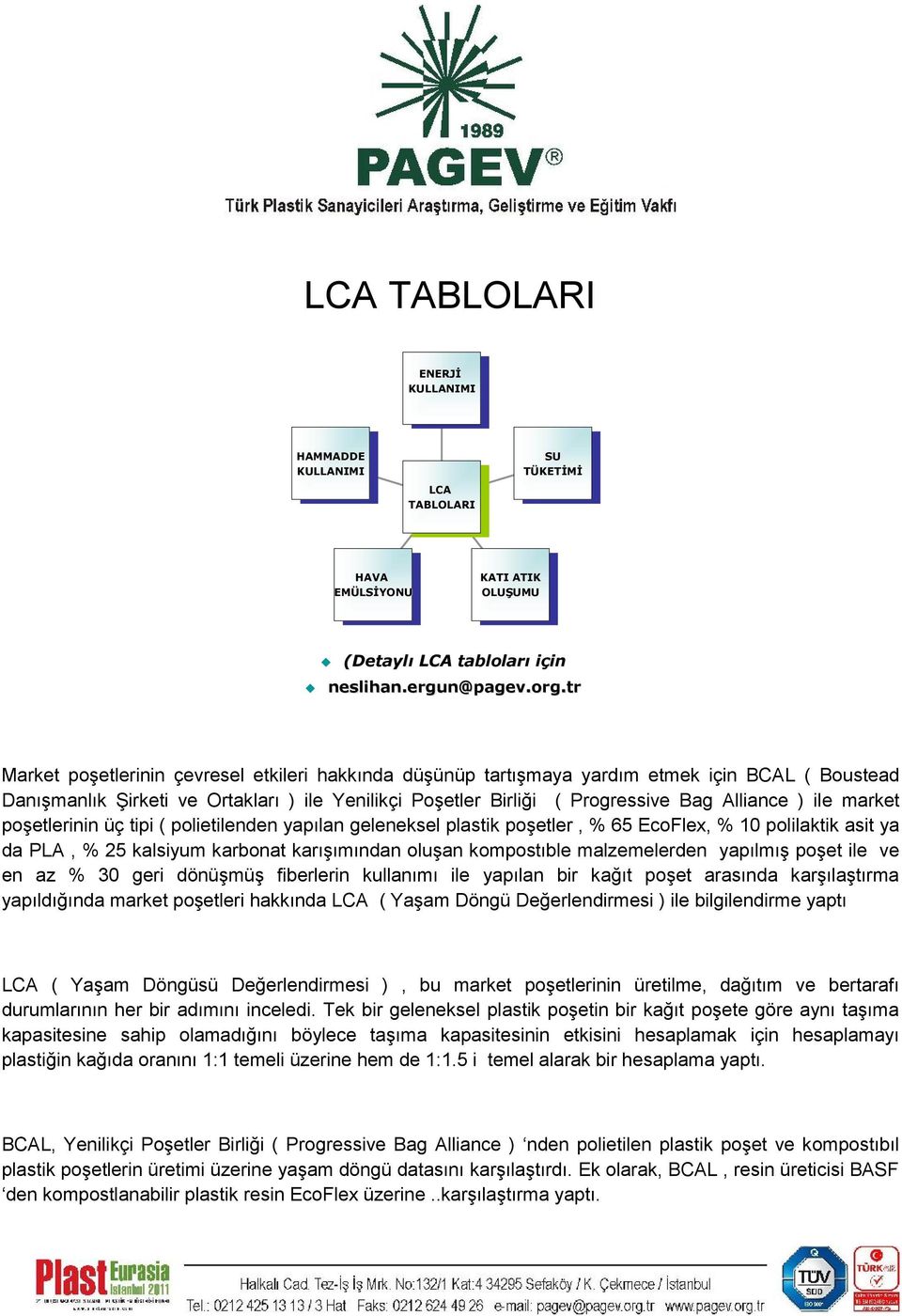 tr Market poşetlerinin çevresel etkileri hakkında düşünüp tartışmaya yardım etmek için BCAL ( Boustead Danışmanlık Şirketi ve Ortakları ) ile Yenilikçi Poşetler Birliği ( Progressive Bag Alliance )