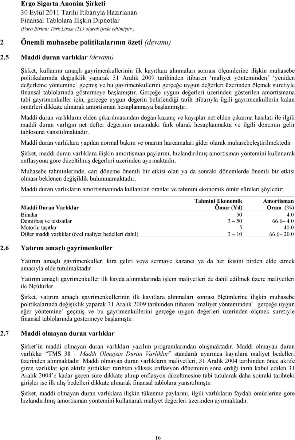 itibaren maliyet yönteminden yeniden değerleme yöntemine geçmiş ve bu gayrimenkullerini gerçeğe uygun değerleri üzerinden ölçmek suretiyle finansal tablolarında göstermeye başlamıştır.