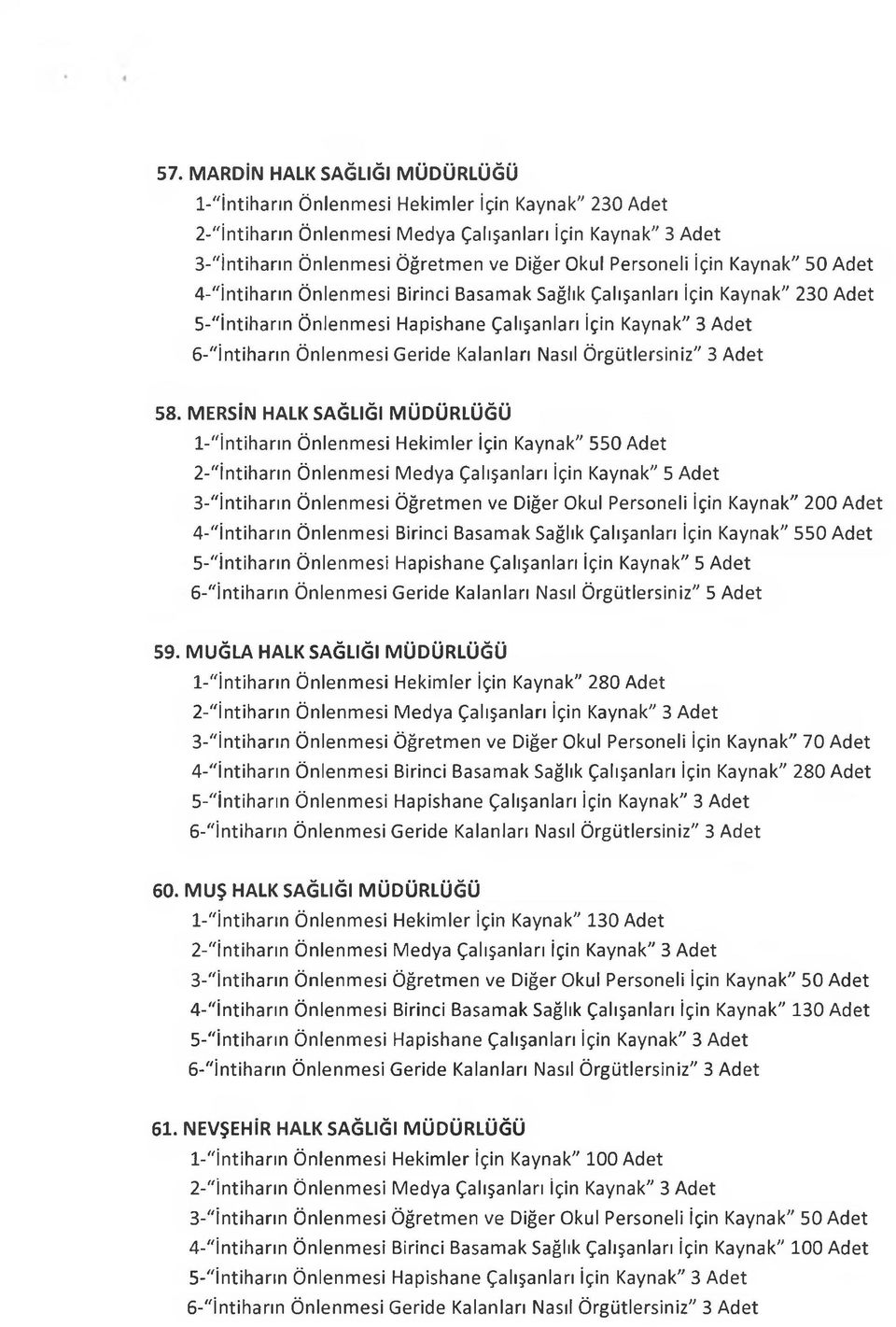 Basamak Sağlık Çalışanları İçin Kaynak" 550 Adet 59.