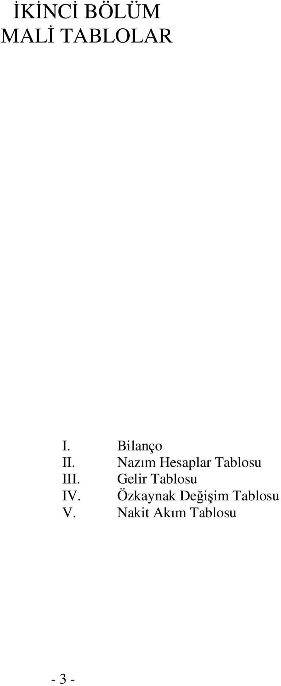 Nazım Hesaplar Tablosu III.