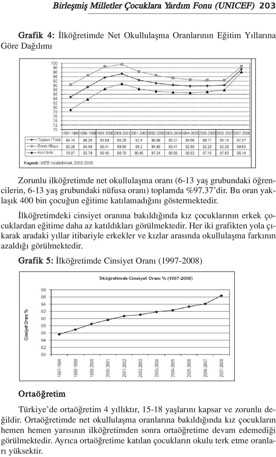 lkö retimdeki cinsiyet oran na bak ld nda k z çocuklar n n erkek çocuklardan e itime daha az kat ld klar görülmektedir.