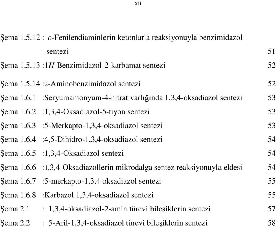 6.5 :1,3,4-Oksadiazol sentezi 54 Şema 1.6.6 :1,3,4-Oksadiazollerin mikrodalga sentez reaksiyonuyla eldesi 54 Şema 1.6.7 :5-merkapto-1,3,4 oksadiazol sentezi 55 Şema 1.6.8 :Karbazol 1,3,4-oksadiazol sentezi 55 Şema 2.