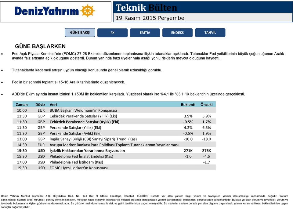 Tutanaklarda kademeli artışın uygun olacağı konusunda genel olarak uzlaşıldığı görüldü. Fed'in bir sonraki toplantısı 15-16 Aralık tarihlerinde düzenlenecek.