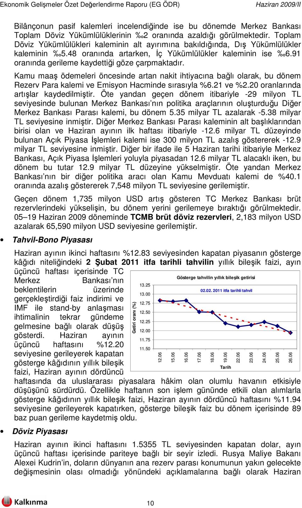 91 oranında gerileme kaydettiği göze çarpmaktadır. Kamu maaş ödemeleri öncesinde artan nakit ihtiyacına bağlı olarak, bu dönem Rezerv Para kalemi ve Emisyon Hacminde sırasıyla %6.21 ve %2.