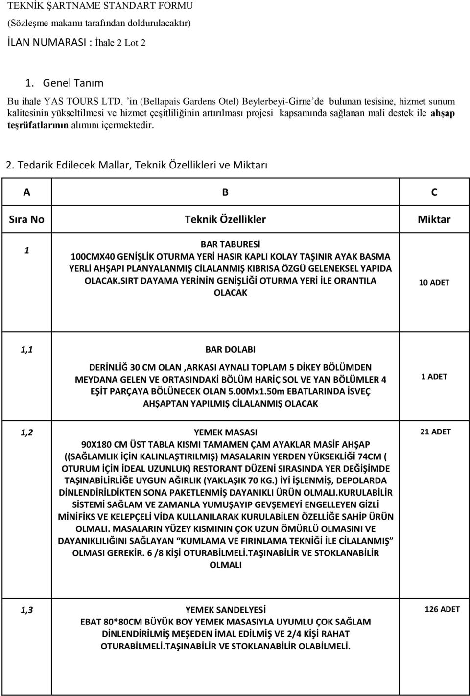 teşrüfatlarının alımını içermektedir. 2.