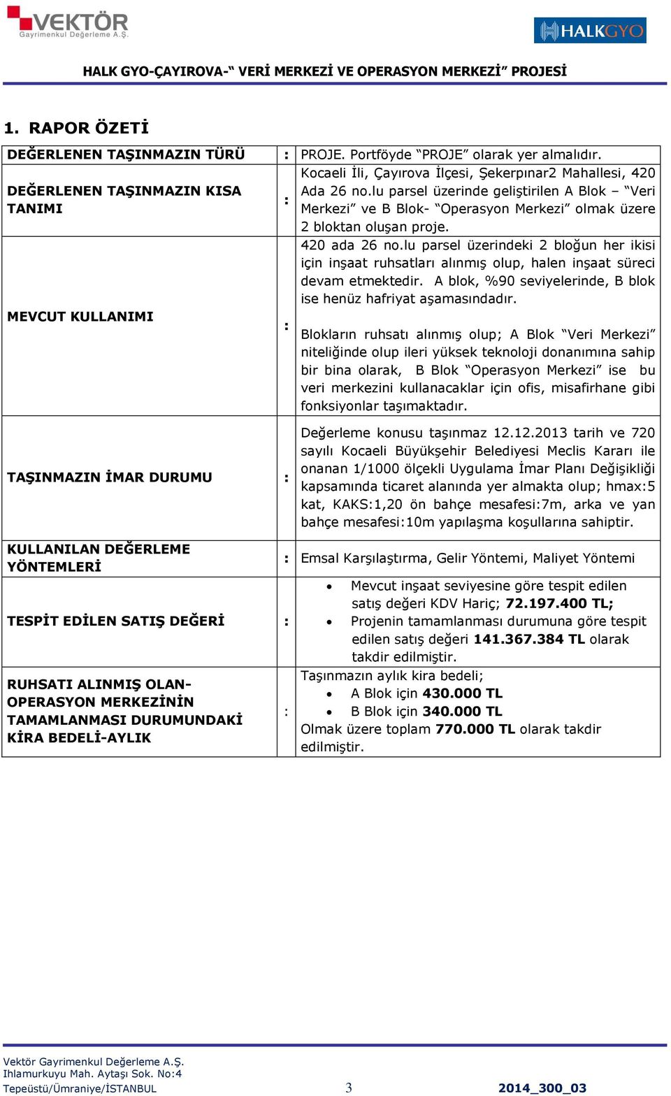 lu parsel üzerindeki 2 blğun her ikisi için inşaat ruhsatları alınmış lup, halen inşaat süreci devam etmektedir. A blk, %90 seviyelerinde, B blk ise henüz hafriyat aşamasındadır.