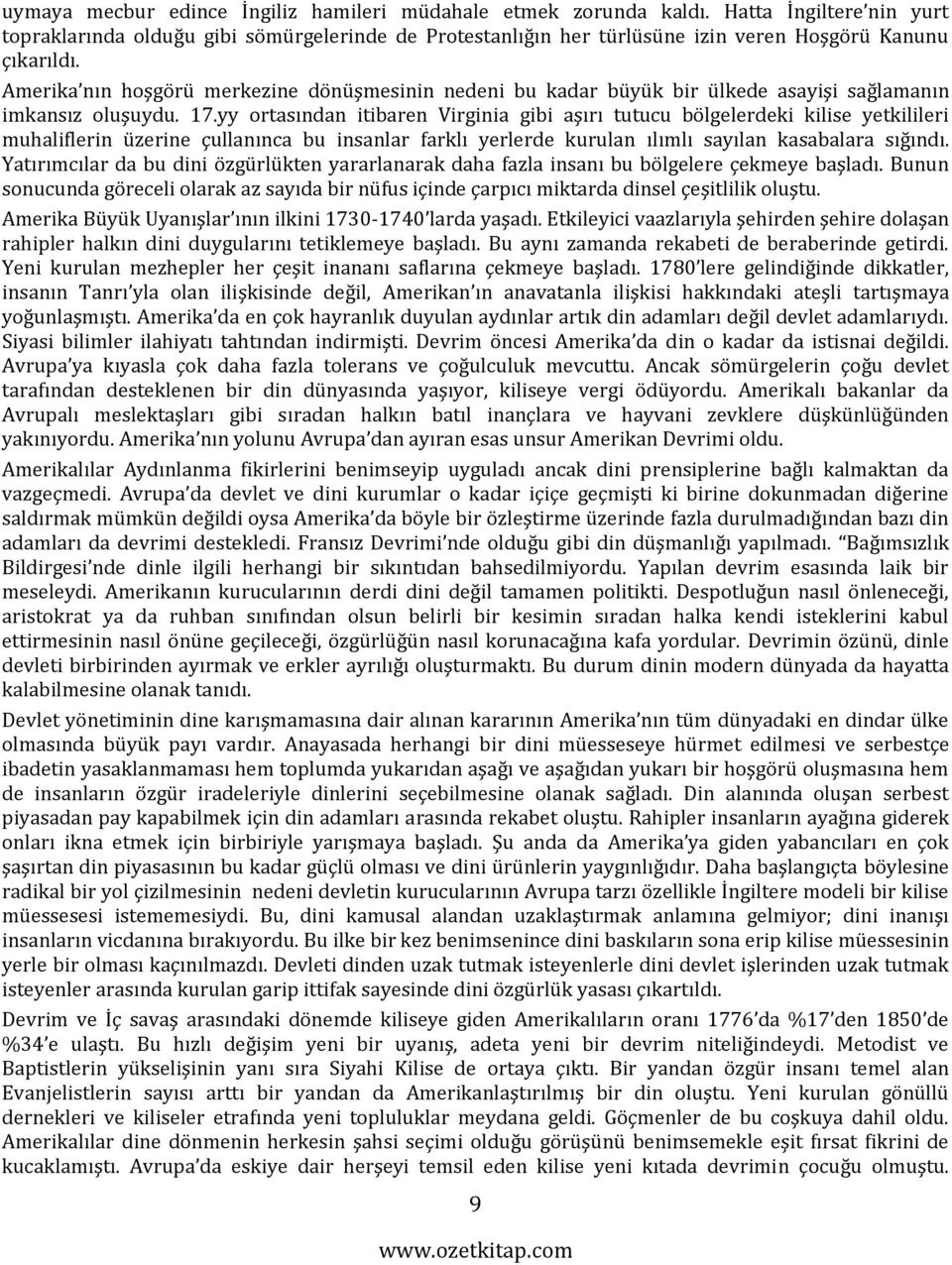 Amerika nın hoşgörü merkezine dönüşmesinin nedeni bu kadar büyük bir ülkede asayişi sağlamanın imkansız oluşuydu. 17.