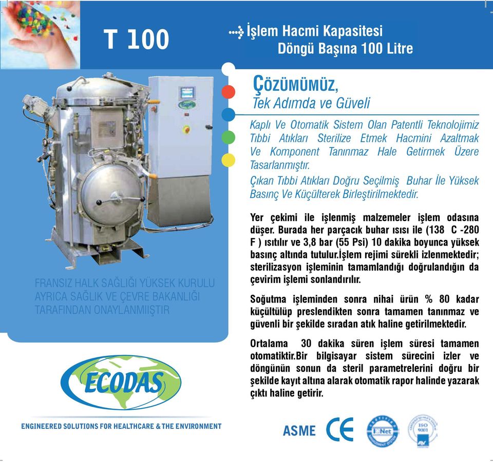 İşlem Hacmi Kapasitesi 100 Döngü Liters Başına per Cycle 100 Litre > PROCESS VOLUME CAPACITY Our ÇÖZÜMÜMÜZ, Solution, Safety Tek Adımda in ve One Güveli Step Our Kaplı patented Ve Otomatik process