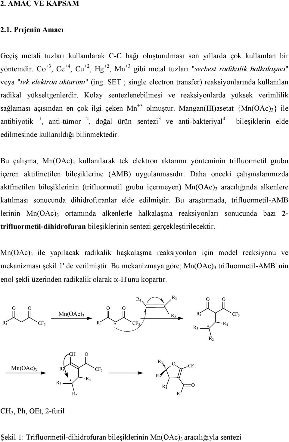 SET ; single electron transfer) reaksiyonlarında kullanılan radikal yükseltgenlerdir. Kolay sentezlenebilmesi ve reaksiyonlarda yüksek verimlilik sağlaması açısından en çok ilgi çeken Mn +3 olmuştur.