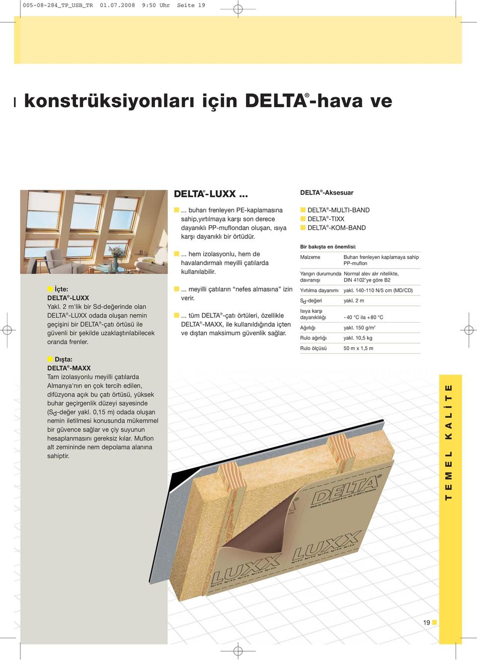 D flta: MAXX Tam izolasyonlu meyilli çat larda Almanya'n n en çok tercih edilen, difüzyona aç k bu çat örtüsü, yüksek buhar geçirgenlik düzeyi sayesinde (Sd-de er yakl.