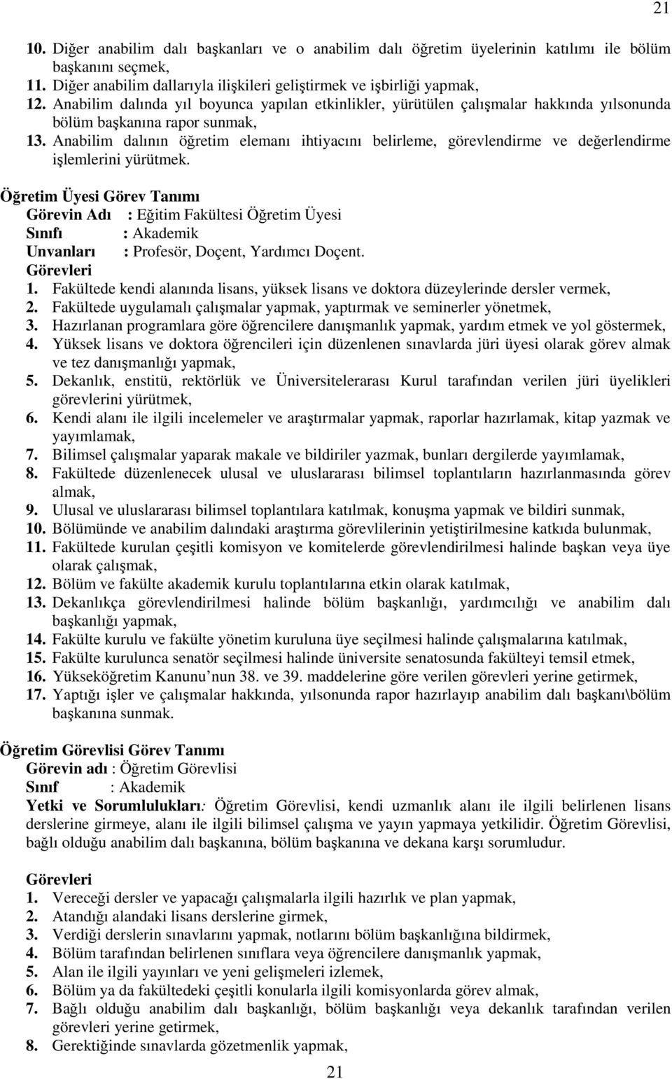 Anabilim dalının öğretim elemanı ihtiyacını belirleme, görevlendirme ve değerlendirme işlemlerini yürütmek.