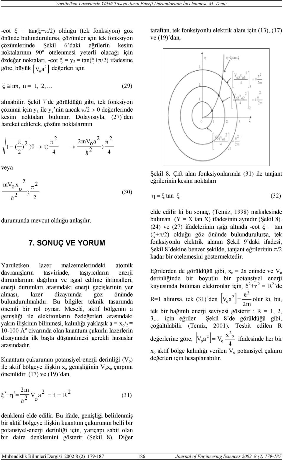 Şekil 7 de görüldüğü gibi, tek fonksiyon çözümü için y 1 ile y nin ancak π/ > 0 değerlerinde kesim noktaları bulunur.