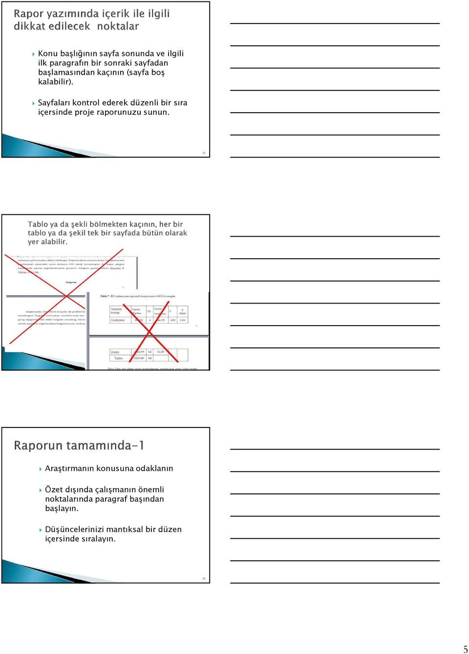 Sayfaları kontrol ederek düzenli bir sıra içersinde proje raporunuzu sunun.