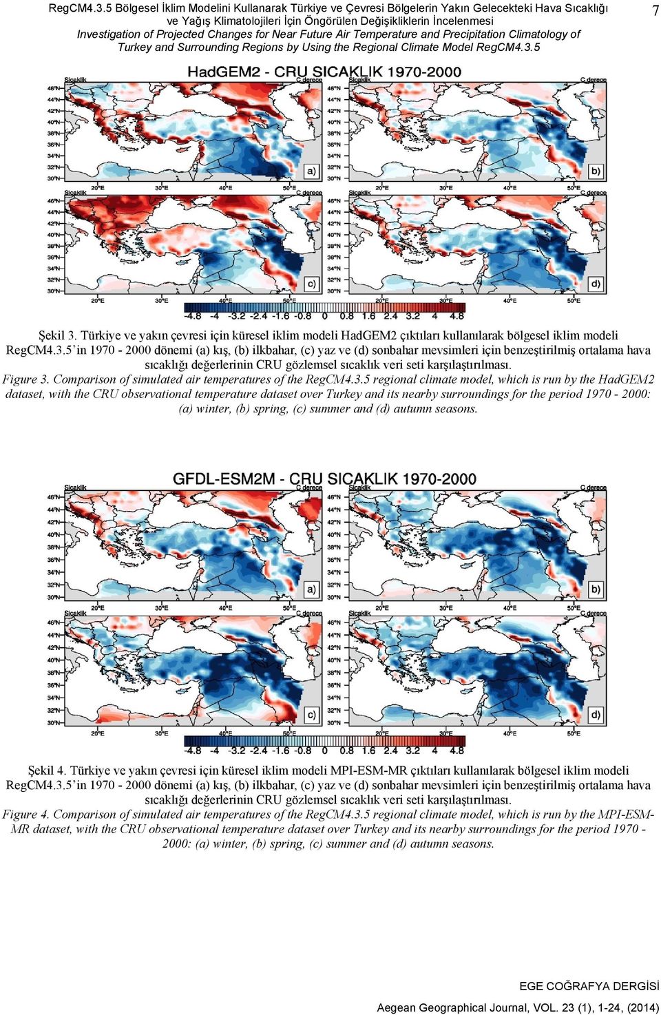Changes for Near Future Air Temperature and Precipitation Climatology of Turkey and Surrounding Regions by Using the Regional Climate Model 5 7 Şekil 3.