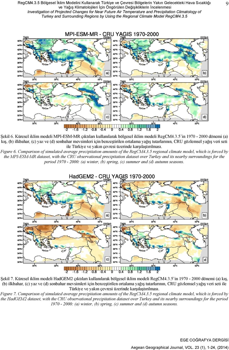 Changes for Near Future Air Temperature and Precipitation Climatology of Turkey and Surrounding Regions by Using the Regional Climate Model 5 9 Şekil 6.